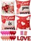 Valentine Decorations Set of 4 Double-Sided Valentine's Day Throw Pillow Covers 18" x 18", Reversible 8 Designs, with 16 pcs Heart & Love Balloons, Stickers, Complete Valentines Decor Kit